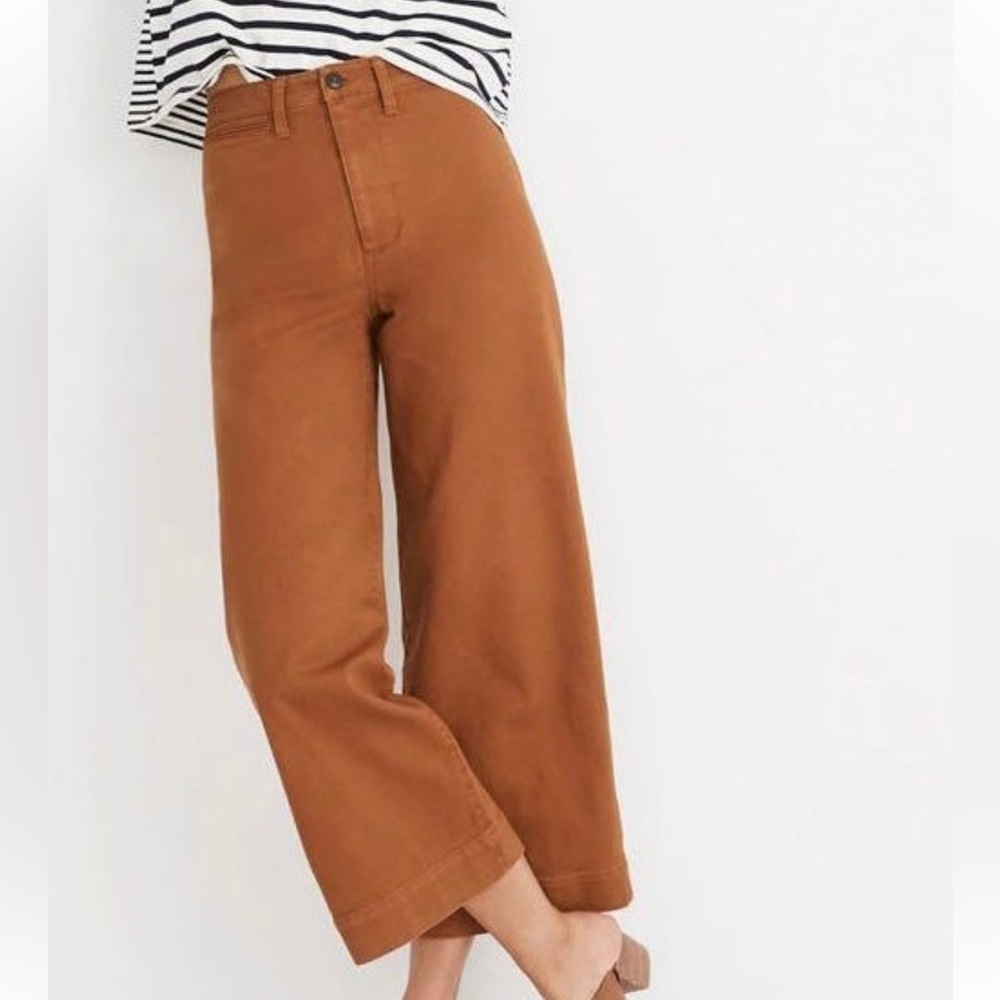Madewell Orange Rust Retro Emmett High Waisted Wide Leg Crop Jean Trouser Pants